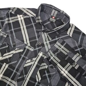 Southpole Collection Mens XL Plaid Long Sleeve Button Up Shirt Gray Black Casual